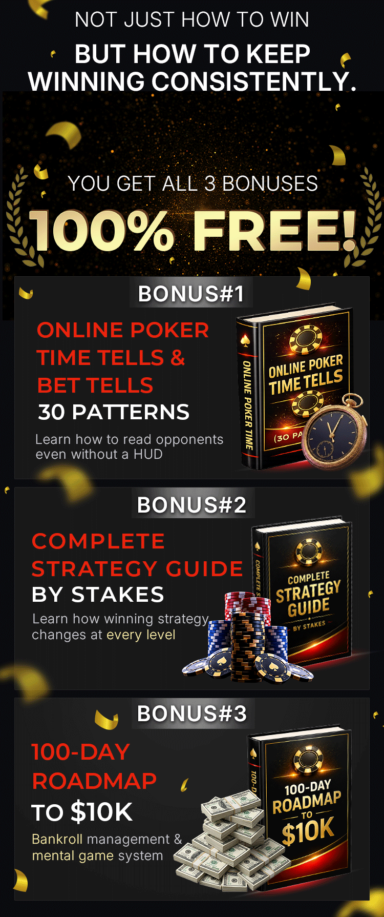 Get all 3 bonuses 100% free